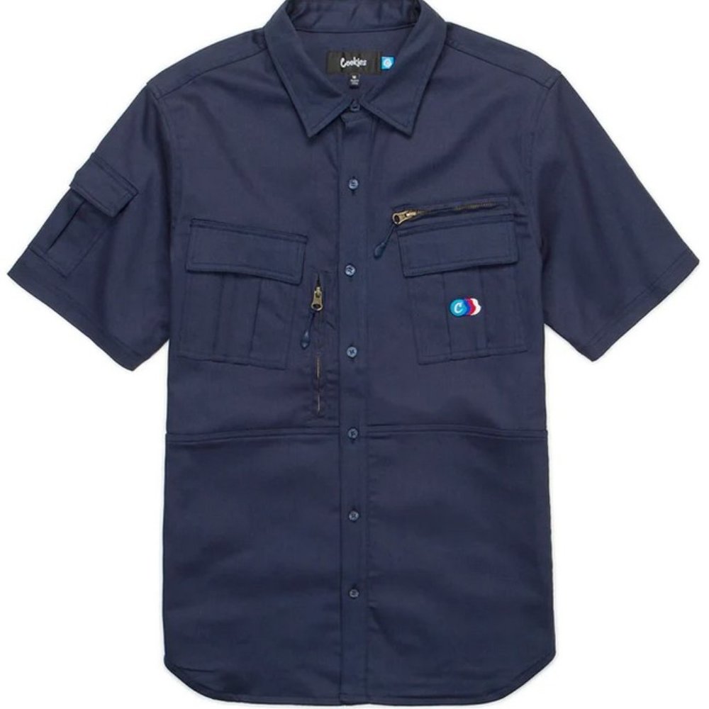 Navy Cookies Back To Back S/S Woven Shirt With Pockets